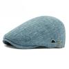 Unisex Big Head Friendly Linen Look Flat Cap Spring Summer Breathable Ivy Cap Adjustable Retro British Beret Cabbie Hat