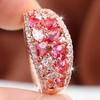 Elegant Rose Gold Color Ring for Women Multi Pink Zircon Paved Fashion Jewelry Gift