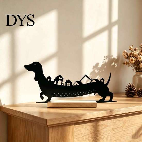 Christmas Tabletop Display Dachshund Advent Calendar, Metal Countdown Decor, 1-24 Seasonal Calendar Days Holiday Dog Ornament, Xmas Gift for Lovers