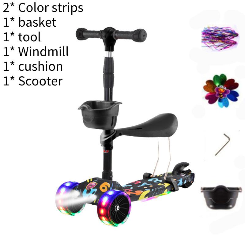 Scooter Adjustable Kids With Music Function Headlight Three Plastic Wheeled