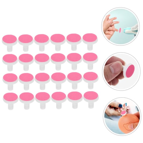 ARTSEWPLY 24-Piece Set of Replacement Grinding Heads for Electric Baby Nail Grinder, Red Plastic & Sandpaper, Kids Nail File Trimmer Replacement Parts
