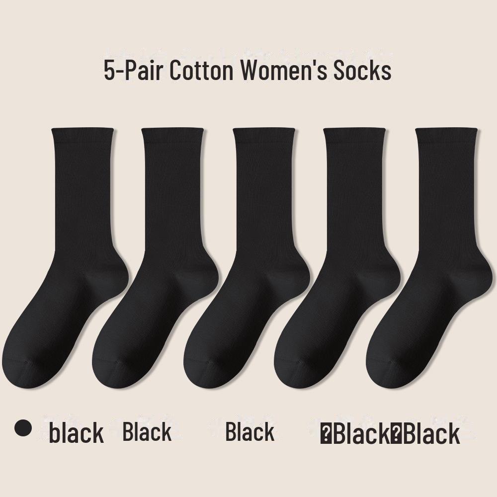 Women's White Medium-Length Cotton Socks - Boneless, Deodorant, Perfect for Spring and Autumn