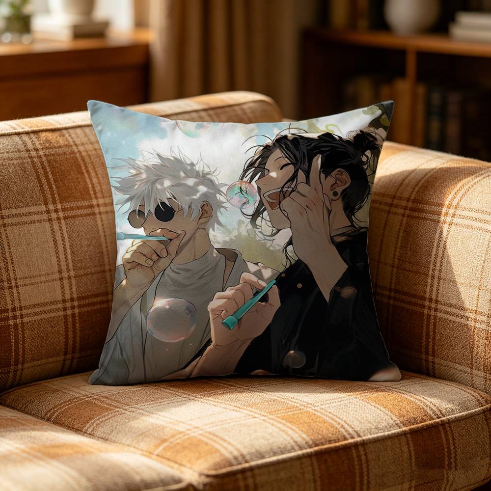 Satoru Gojo And Suguru Geto Pillow Case Pattern Printed Pillowcase For Living Room Sofa Cushion Cover