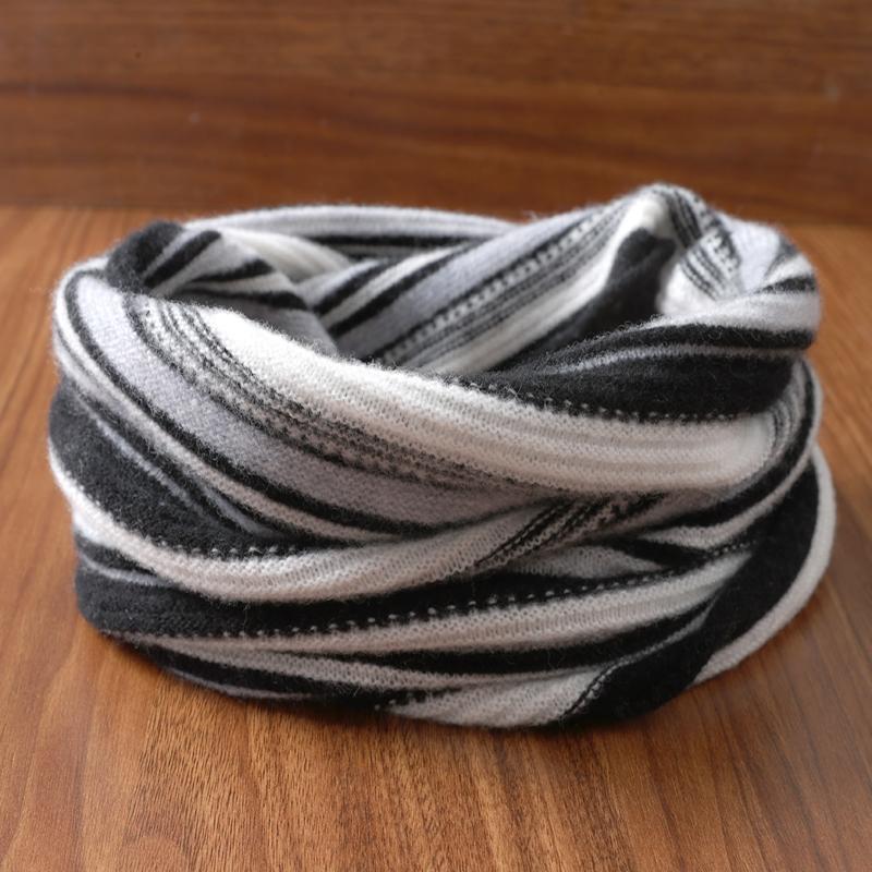 

Унисекс 100% Шерстяной Вязаный Полосатый Шарф-кольцо Женский Мягкий Теплый Кашемировый Шейный Платок Модный Водолазка Ложный Воротник Грелка для Шеи 25x40cm чёрный