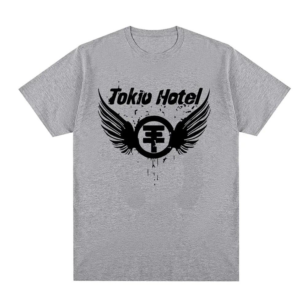 100 % Baumwolle T-Shirts Rock Band Tokio Hotel Logo Print T-Shirt Unisex Mode Hip Hop Punk Gothic T-Shirt Übergroßes Kurzarm-T-Shirt