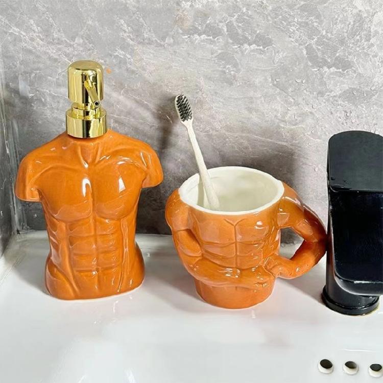 Funny Muscular Man Liquid Soap Dispenser Ceramic Hand Soap Dispenser Soap Dispensing for Household Use