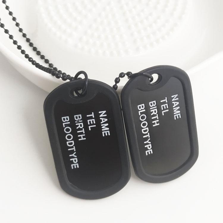 European & American Four-Row Letter Double-Brand Dog Tag Necklace for Men