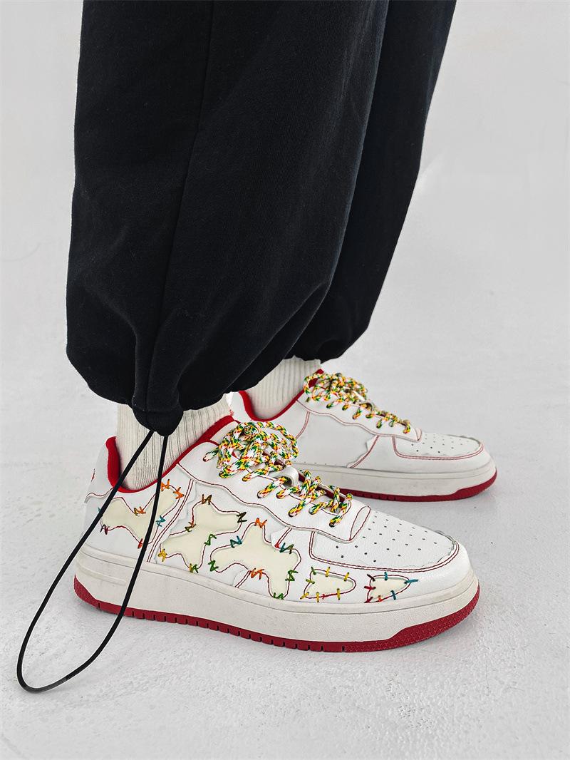 

Couples Casual Shoes 2024 New Casual Color-blocking Lace-up Thick-soled Sports Shoes Male Students Small White Shoes Trend 44 белый