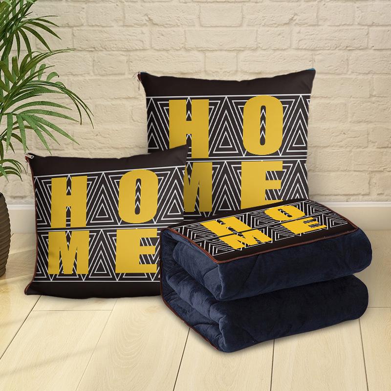 Custom Cartoon Plush Throw Pillow Blanket with Fleece Lining