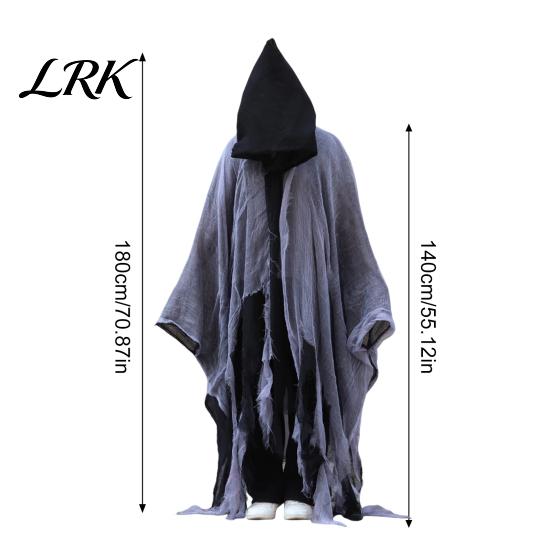 Stage Performance Ghost Cloak Grim Reaper Hooded for Men Women, Adult Scary Gothic Gauze Cape Wizard Cape, Halloween Cosplay Costume Masquerade Party