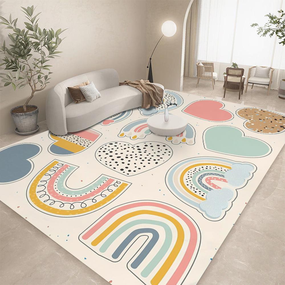 RANIBOW Print Area Rug Floor Mat Non-Slip Machine Washable Flannel Carpet for Home Living Room Kids Playmat Bedroom Floor Mat