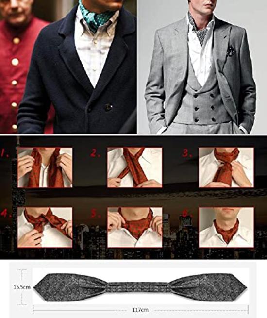 [Xiang Ru] Ascot Tie, Necktie, Party, Father's Day, Wedding, Gift, Party, Business, Workplace, Washable, Commuting, Formal, Stylish, Floral Pattern,