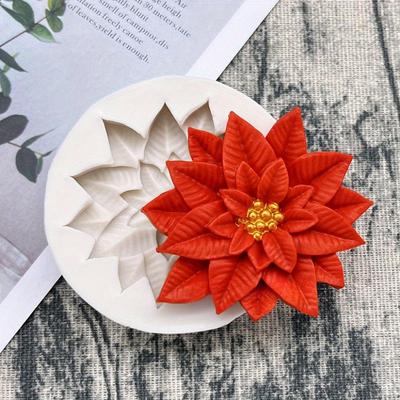 Horký prodej Vánoční květina pryšec silikonová forma na sugarcraft pryskyřičné nástroje forma na pečení muffinů nástroje na zdobení fondánových dortů