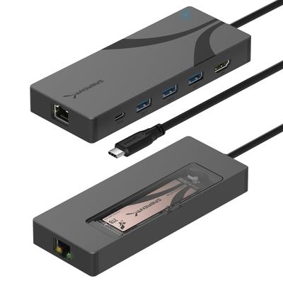 SABRENT Dock with SSD 90W 1 USB 2 USB HDMI RJ45 1GbE Port Docking Station USB-C Hub, 6-Port M.2 Slot, PD3.0, 2.0 & 3.0 Type-A Ports, 2.0 4K@60Hz,