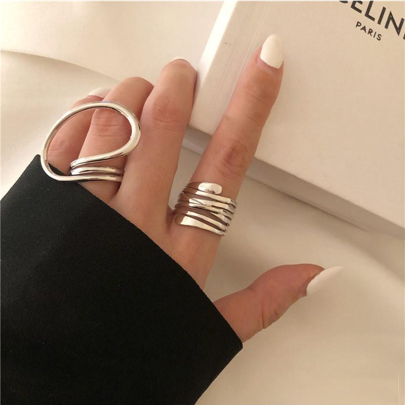 3Pcs/Set Gold Color Smooth Geometric Open Rings Set For Women Exaggerated Metal Irregular Thick Chunky Ring Jewelry Gift