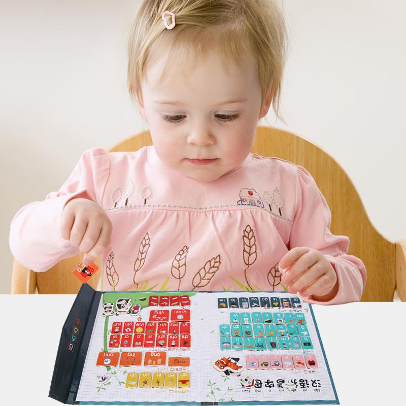 Chinese Wooden Pinyin Alphabet Puzzle Panda Book Magnetic Letters Kids Learning