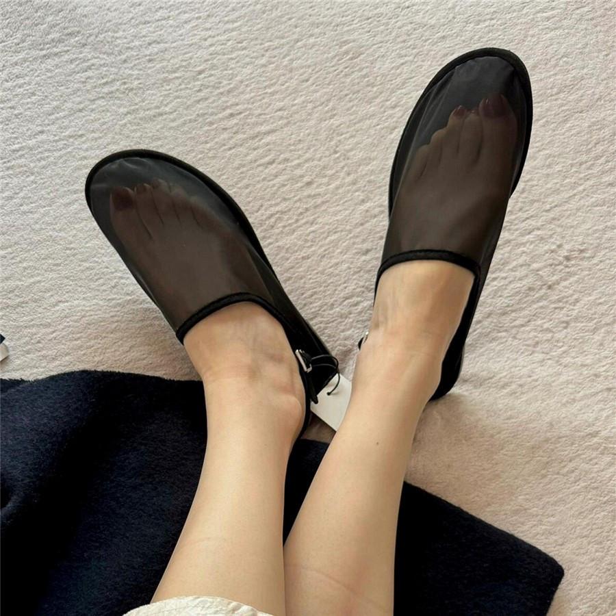 Transparent Mesh Women Sandals Comfortable Flats Walking Shoes Ladies Summer Closed Toe Slingback Sandalias Mujer Casual Loafers