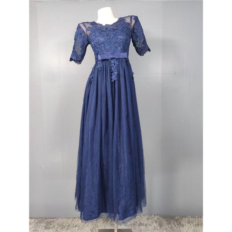 

French style Attractive High Cold Heavy Industry Embroidered Mesh Pettiskirt Back Strap Bridesmaid Dress Wedding Skirt Sisters Skirt with Chest Pad Dark Blue X L