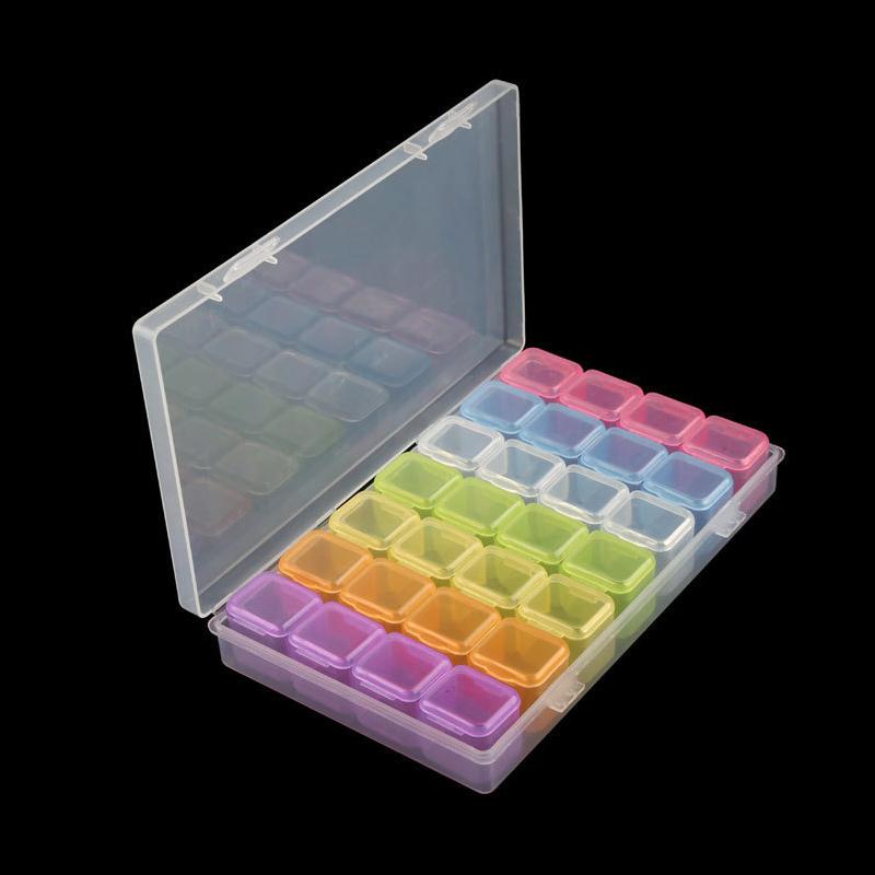 

28/56 Grids Jewelry Storage Box Portable Earrings Ring Plastic Boxes DIY Diamond Painting Nail Art Beaded Container Organizers.