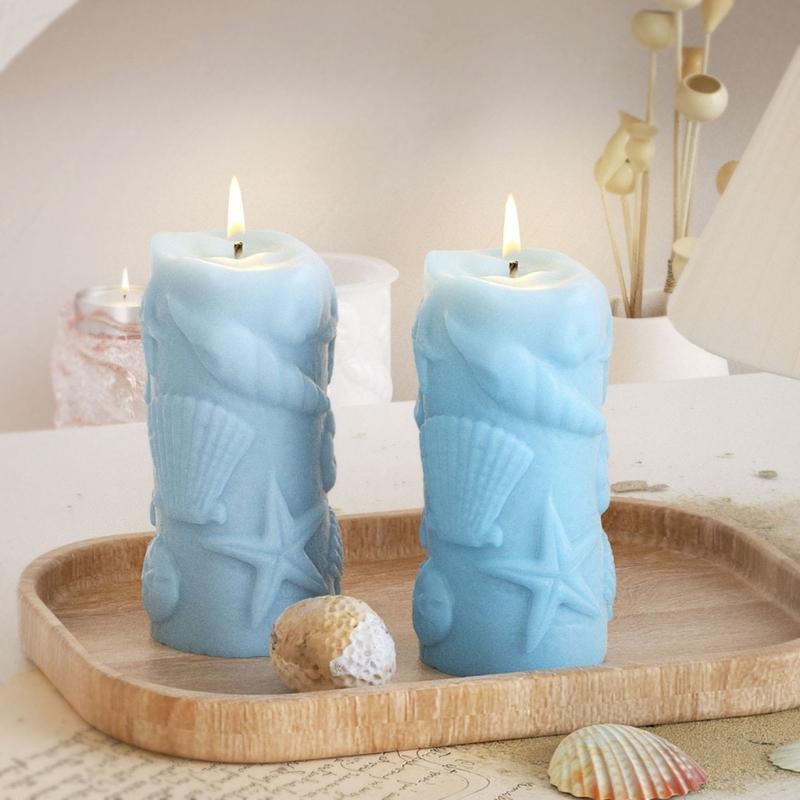 Cylinder Candle Molds for Crafting Candle Soap Gypsum Decorations, Ocean Theme Candle Molds for Epoxy Resin Casting