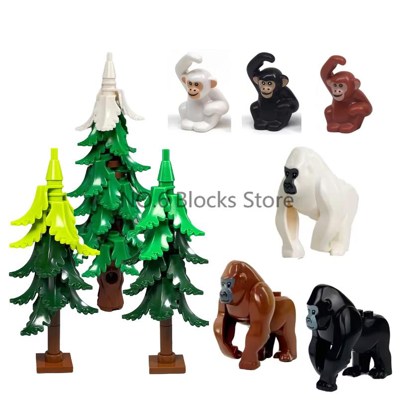 MOC Animali Blocchi da Costruzione Zoo della Foresta Tigre dai Denti a Sciabola Orso Alce Elefante Aquila Squalo Scimmia Leone Giocattolo Mini Mattoncino Regalo per Bambino S09