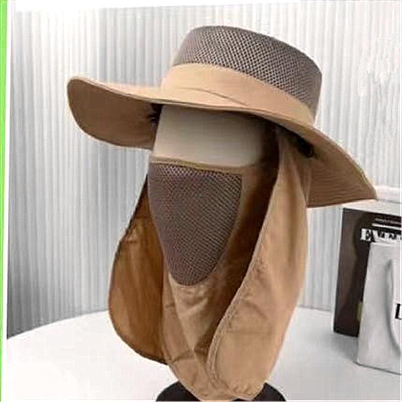 Summer Bucket Hat Sunscreen Mask Hat Integrated Sun Hat Face Cover Ultraviolet Outdoor Mining Work Site Tea Hat