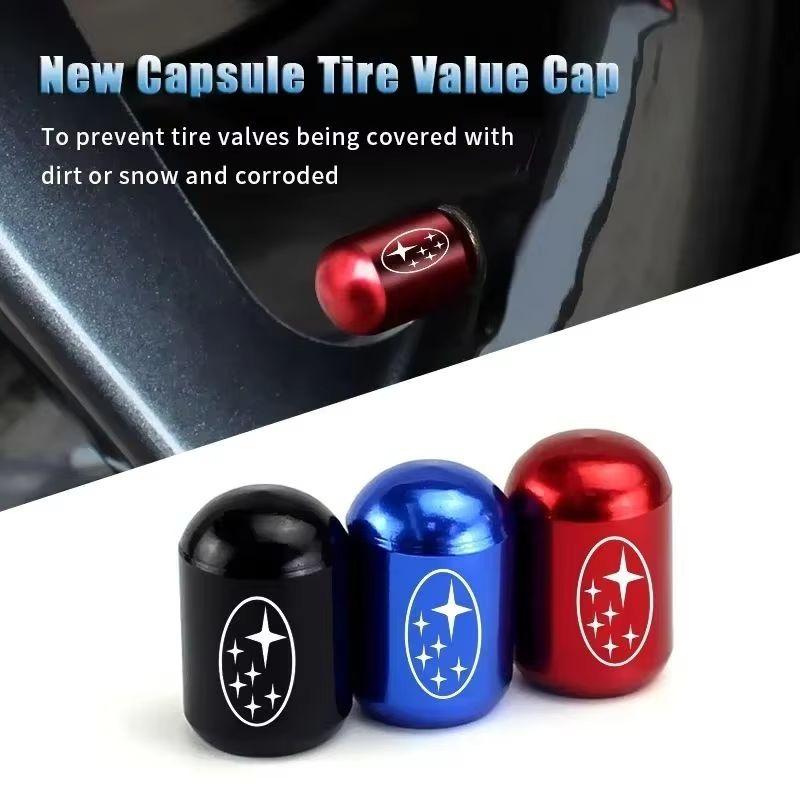 For Subaru STI Forester XV Tribeca Outback Legacy WRX Impreza BRZ 4pcs ABS Car Wheel Anti-dust Valve Caps Cover Accessories Y12