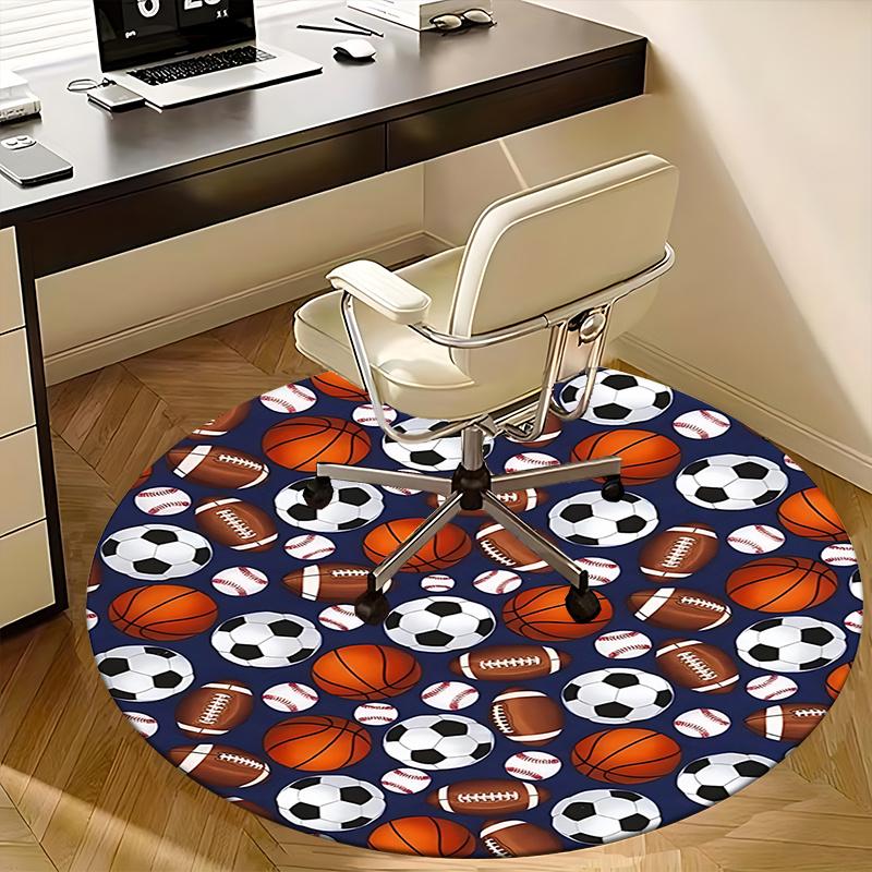 Sportball Bürostuhlmatte, Fußball, Basketball, Football Muster Teppich für Wohnkultur, Büroteppich, Wohnzimmer, Schlafzimmer Geschenk1118058a
