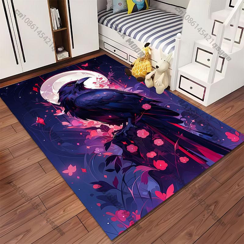 Raven moonlight flowers mystery carpet Yoga living room room decor children's crawling mat doormat area rug games mat