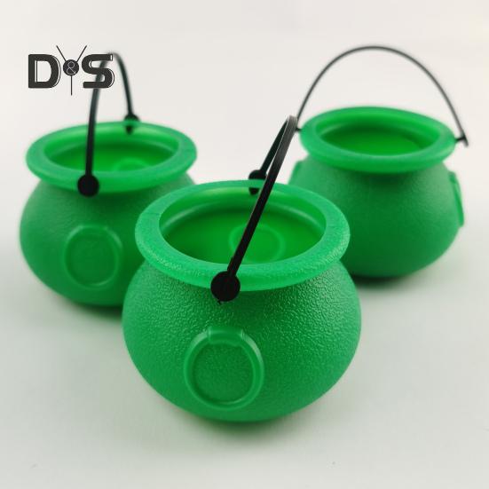 12Pcs Halloween Candy Buckets Black Plastic Witch Cauldron Kettle Halloween Pot Goody Holder for Party Favors Home Festival Decoration
