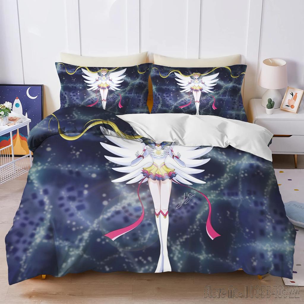 Anime S-Sailor Moon Home Love Child Duvet Cover Set HD Comforter Cover Bedclothes for Kids Bedding Sets Bedroom Decor