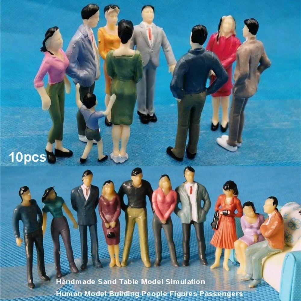 10pcs Mixed Color Building People Mixed Pose Passengers Train Scenery Figures Sand Table Model