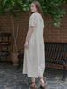 Avang Ribbon Puff Long Dress - Ivory