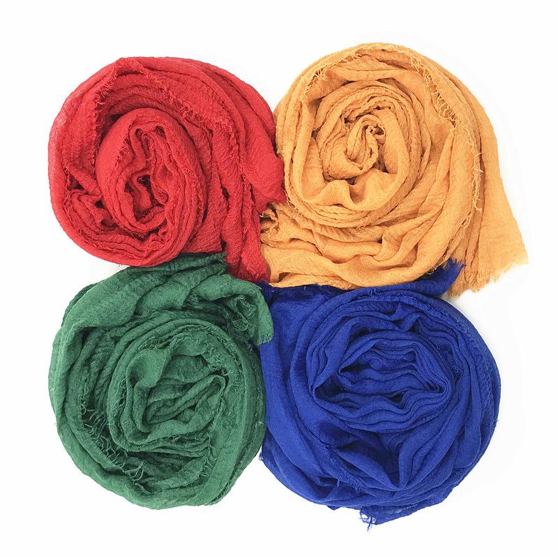 Monochrome Cotton And Linen Scarf, Beard Headscarf, Crumpled Scarf, Shawl, One Piece Will Be Sent On Behalf Of Wj01.