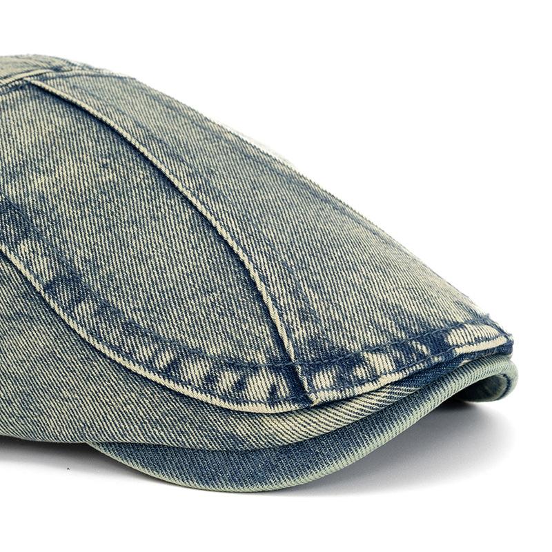Vintage Denim Beret Women British Newspaper Boy Progressive Cap Solid Color Peaked Cap for Men
