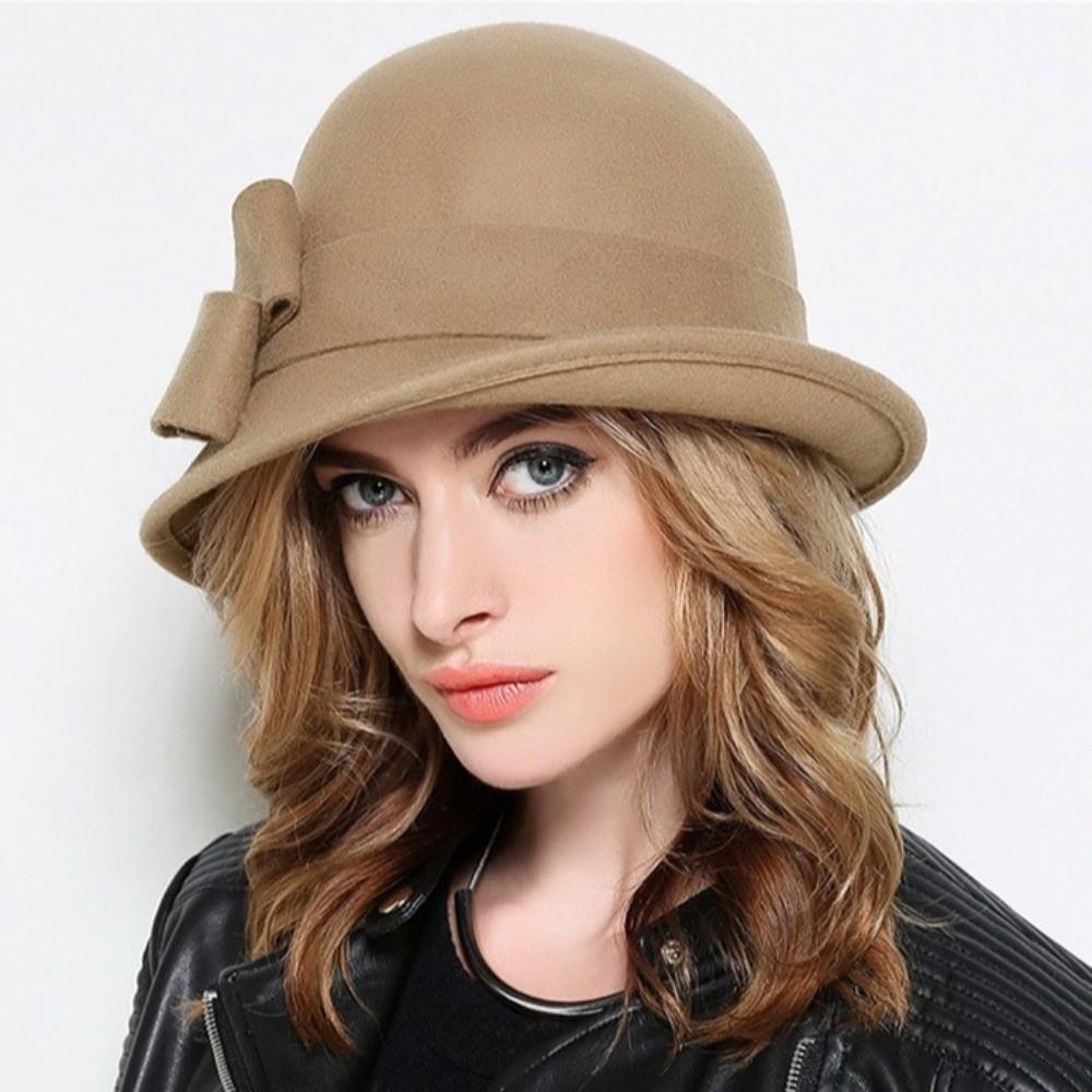 French Style Wool Bucket Hat Felt Mourning Cap Vintage Panama Hat Party