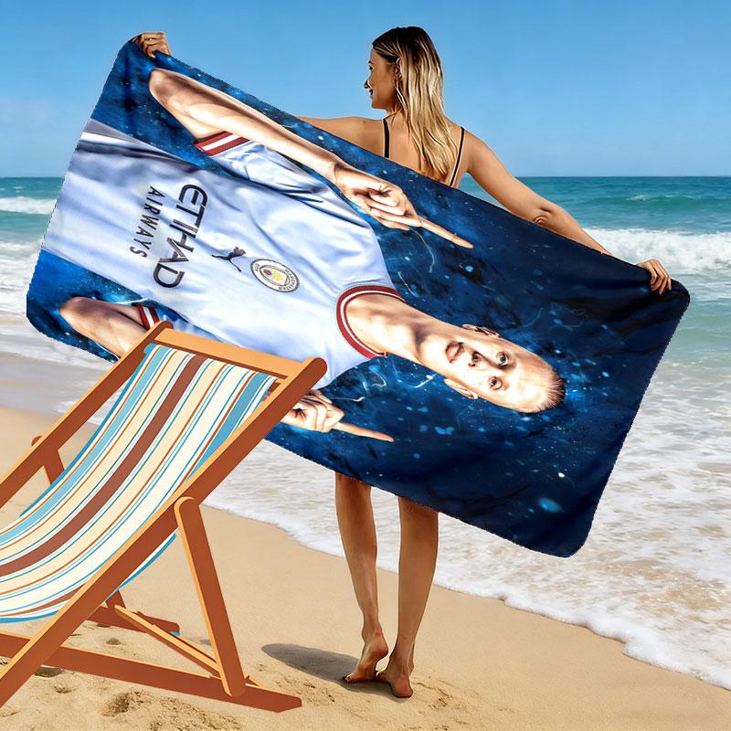 Erling Braut Haaland Print Beach Towel, Large Soft Quick Dry Towel for Beach Camping Swimming