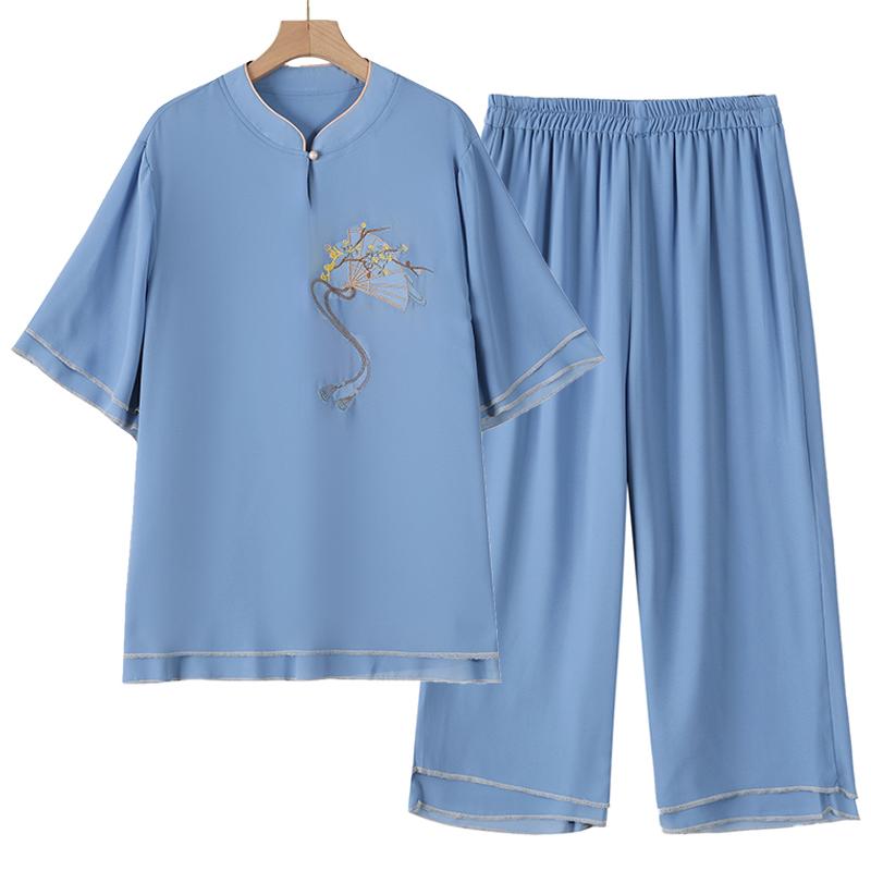 4XL-8XL Plus Size Chiffon Two Piece Sets Women Summer Elegant Summer Clothes for Woman Pants Sets Casual Oversize Blouses