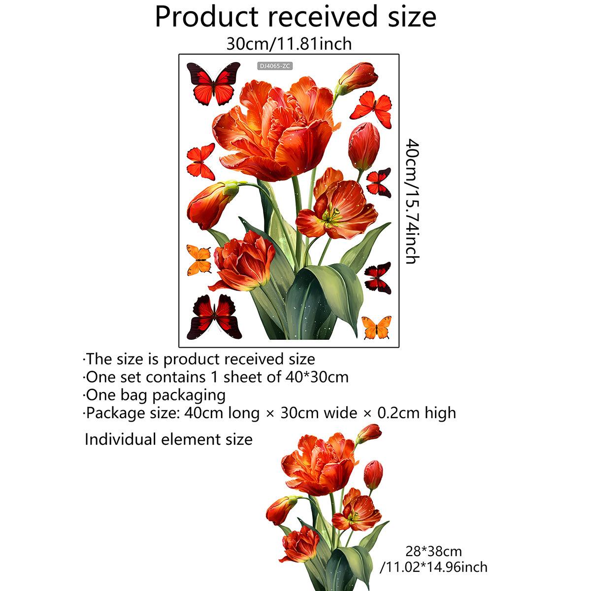 

Цветы, Тюльпаны, Наклейки на окна с бабочками, Электростатические наклейки, Наклейки для украшения дома