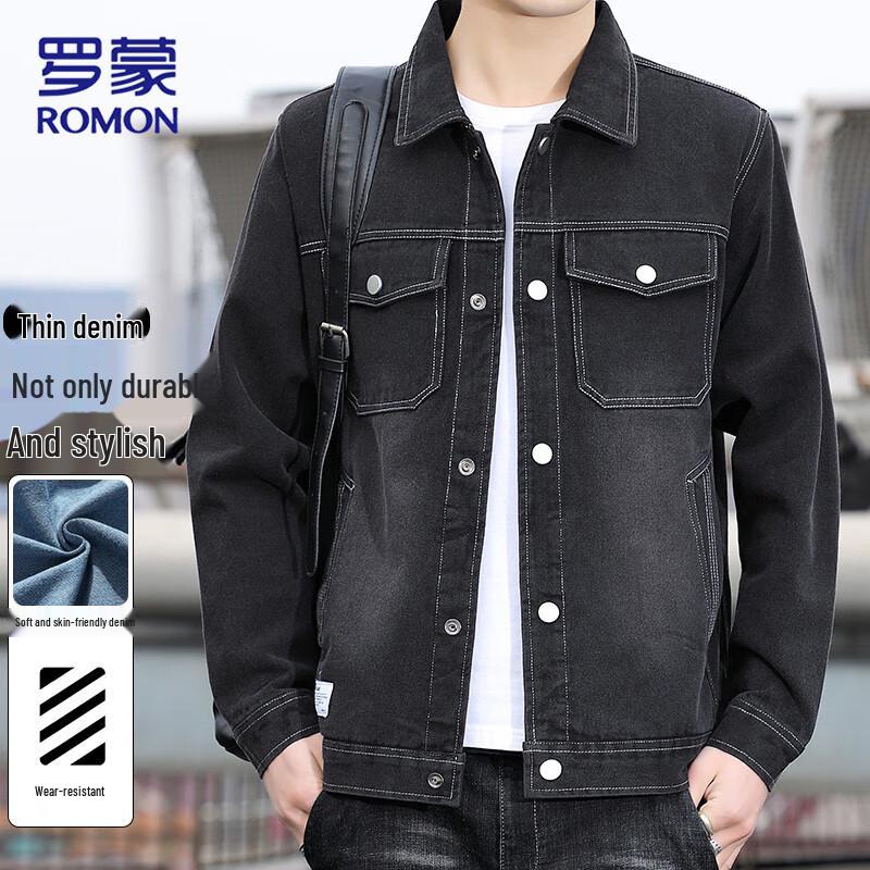 

ROMON Men s Business Casual Denim Jacket 3XL