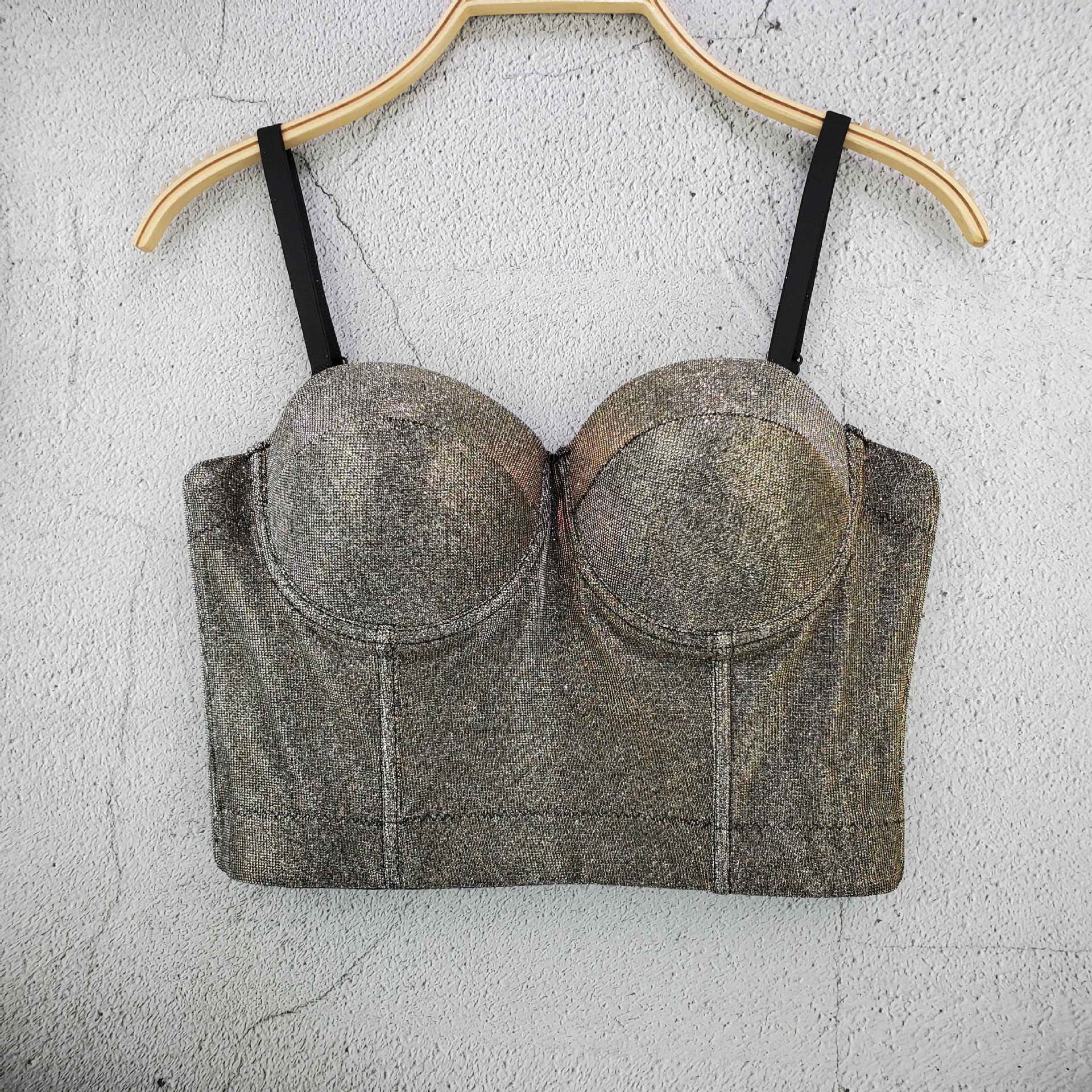 

Stylish Versatile Women s Wear Solid-color Cotton Sleeveless Vest Gold Powder Short-sleeve Strapless Top Camis & Tank Tops 34/75 золотий