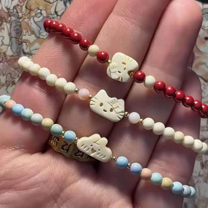 Cartoon Kitten Bunny Beaded Bracelet Sweet and Cute Design Zen Bracelet Versatile Premium Chinese Jewelry