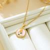 French Retro Enamel Imitation Pearl Pendant Necklace for Women
