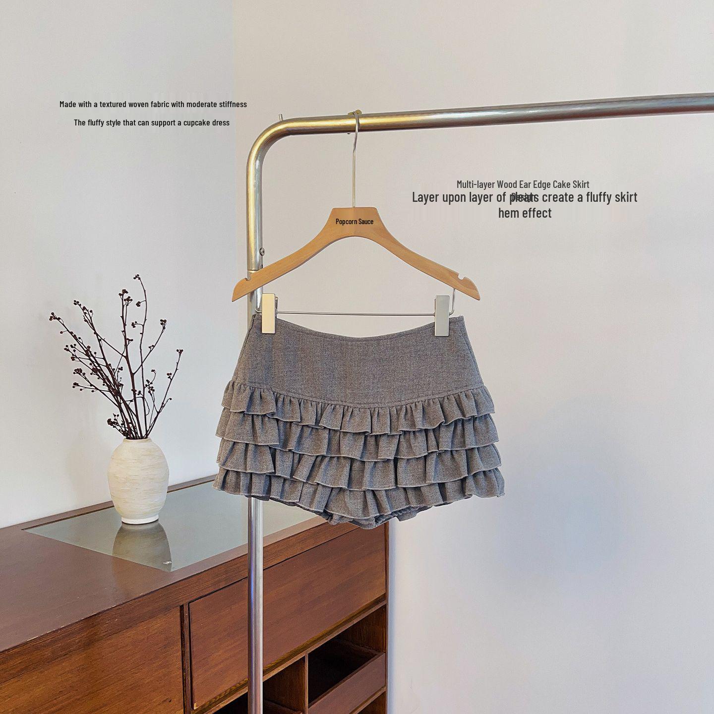 Korean Sweet Ruffle Hem Ballet Skirt - Women s 2026 Spring/Autumn Layered Cake Short Skirt S (70-85 kg)