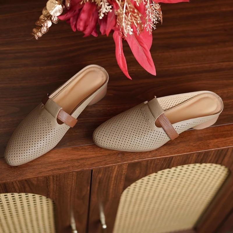 Fashion New Style Women's Summer Solid Color Women's Faux Leather Fashion Loafers Women'S Summer Sandals Outdoor Slippers Zapatos Mujer