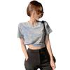 Women's 2024 Korean Tie-Dyed High-Waist Crop Top T-Shirt, Short-Sleeved & Loose Fit