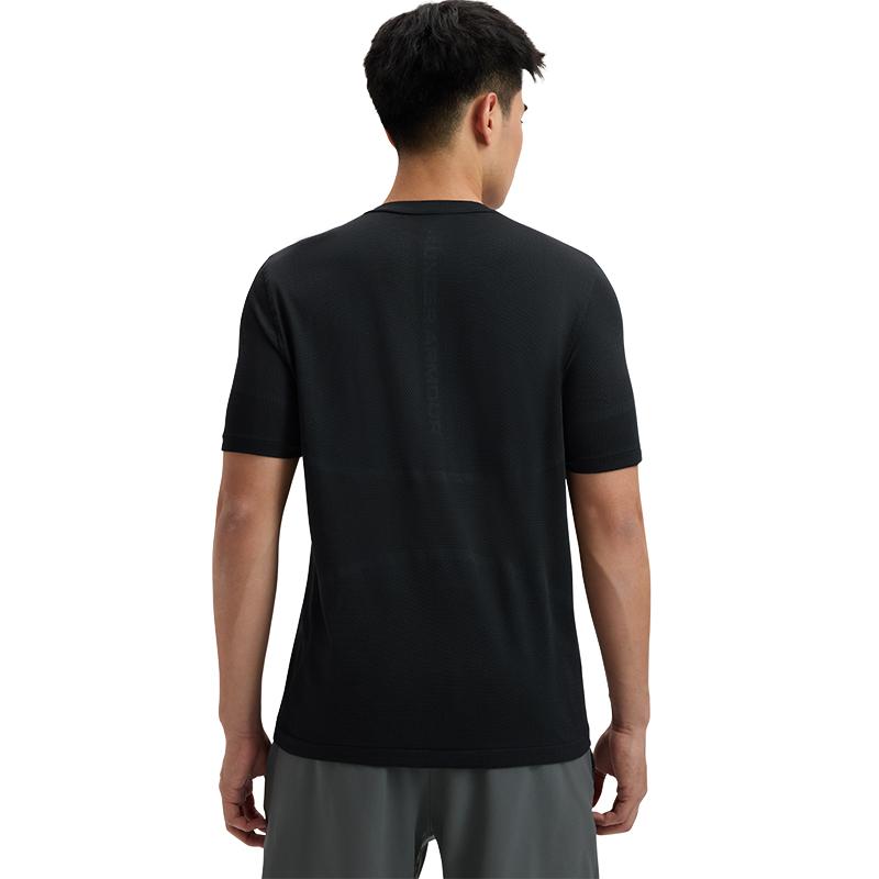 Under Armour Rush Training Sport Fitness Laufen Schnelltrocknend Rundhals Pullover Kurzarm T-Shirt Herren Tops Schwarz 1376781-001