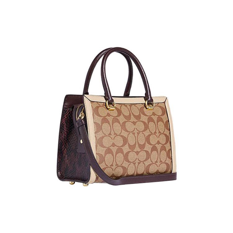 Coach Grace 24 Classic Monogram Zipper Closure Detachable Shoulder Strap Leather Shoulder Crossbody Tote Bag Women handbags Khaki CC142-IMUPM