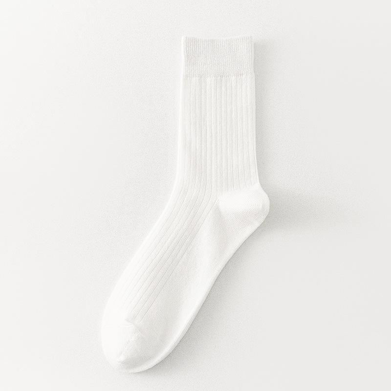 

Мужские осенне-зимние теплые хлопковые носки однотонные, толстые, деловые, длинные 1 pair белый