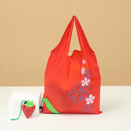 10L Organizer Bag with Handle Item Storage Lightweight Strawberry Folding Grocery Shopping Bag for Lady